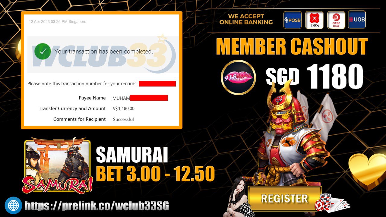 918KISS - SAMURAI  WITHDRAW $1,180