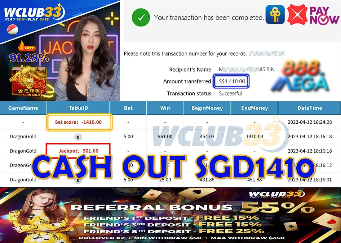 PUSSY888 - DRAGON GOLD WITHDRAW $1,410
