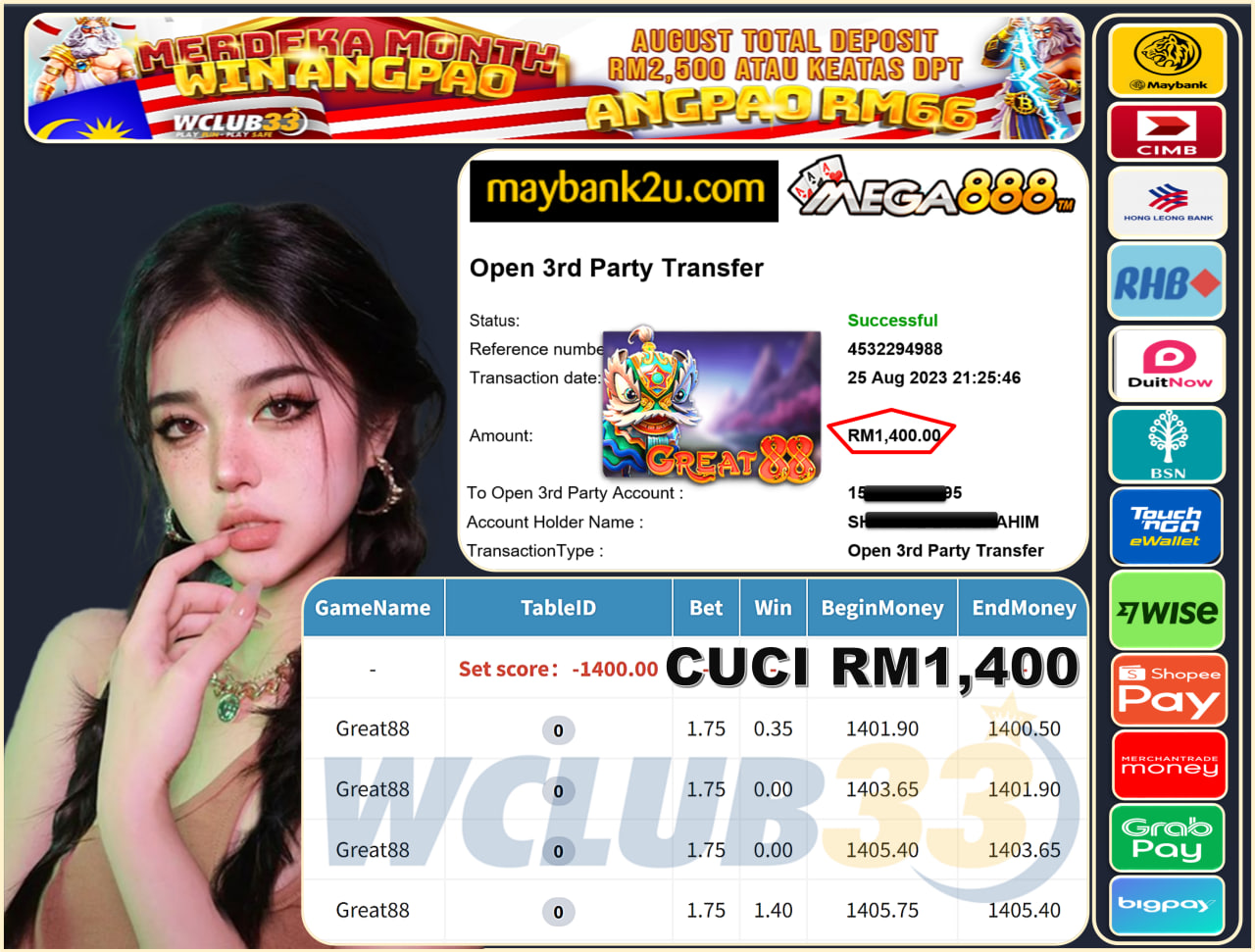 MEGA888 » CUCI RM1,400