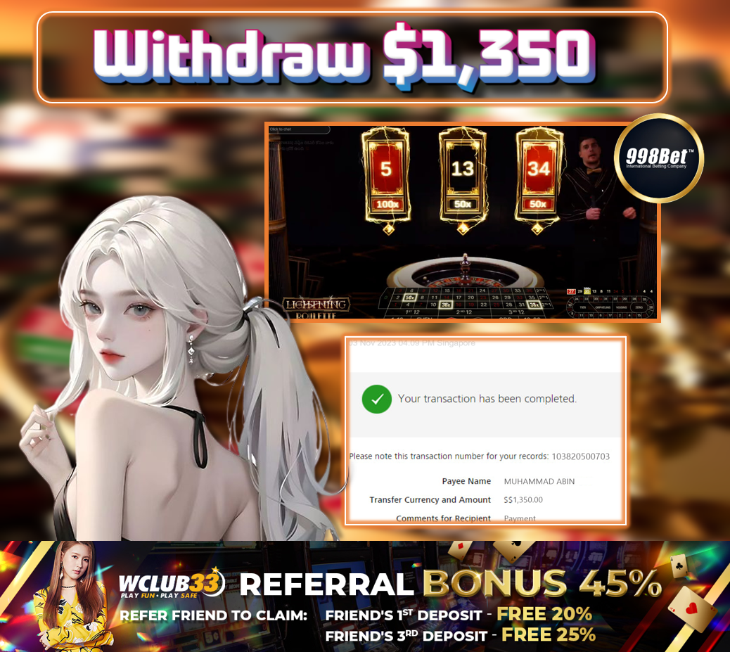 998BET|ROULETTE|WITHDRAW : $1,350
