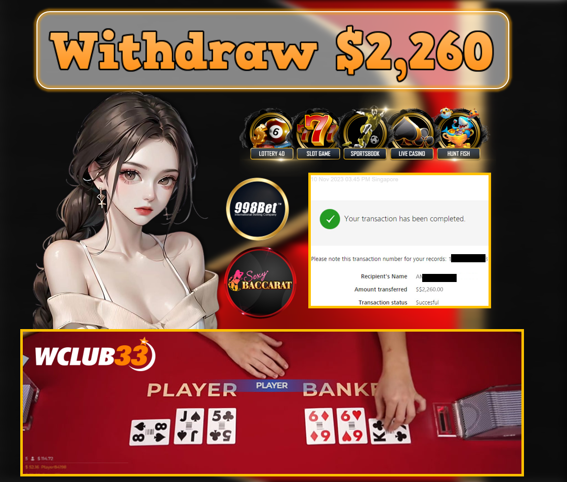998BET|BACCARAT|WITHDRAW : $2,260