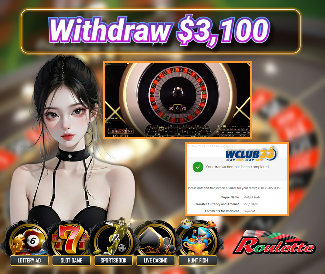 998BET|ROULETTE|WITHDRAW : $3,100